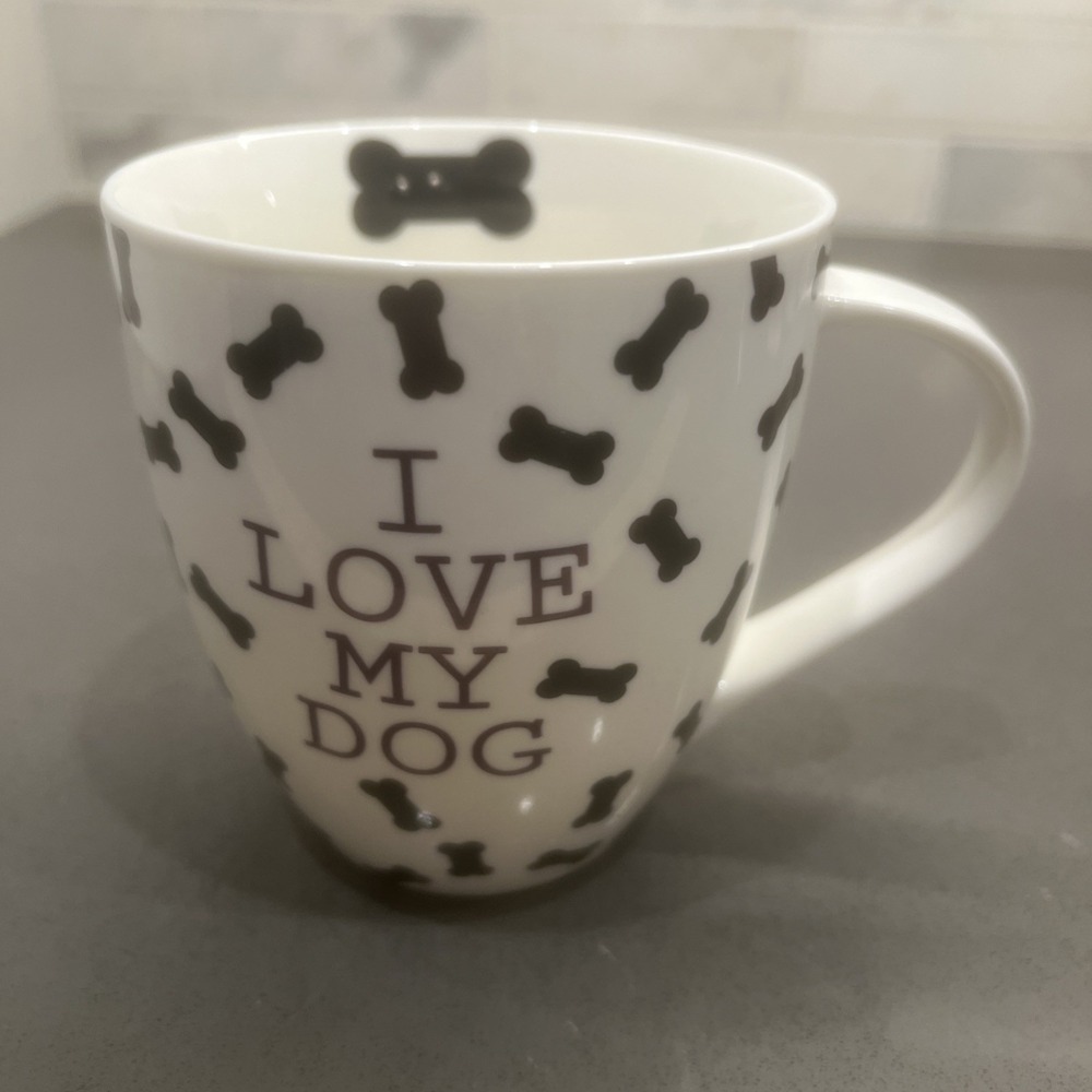 THL " I LOVE MY DOG" Coffee Mug with Cute Dogbone Inside 17oz